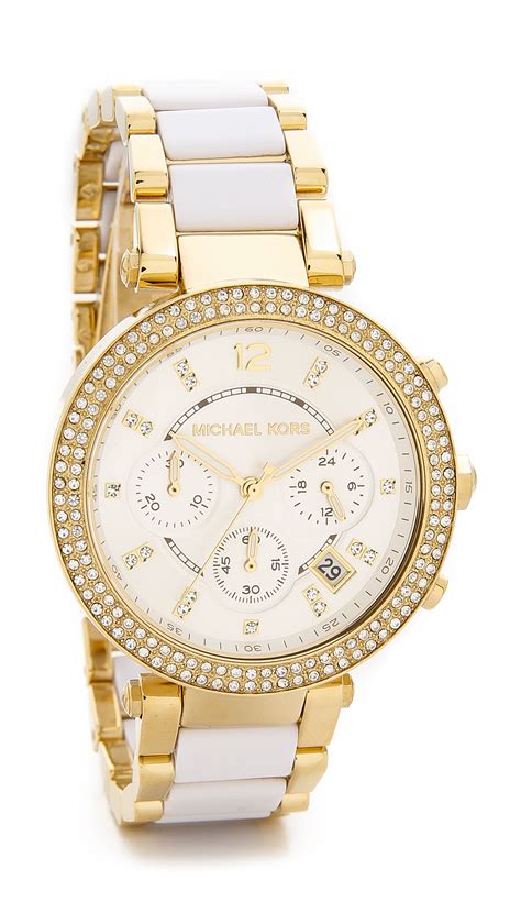 michael kors white gold diamond watch|michael kors diamond watch women's.